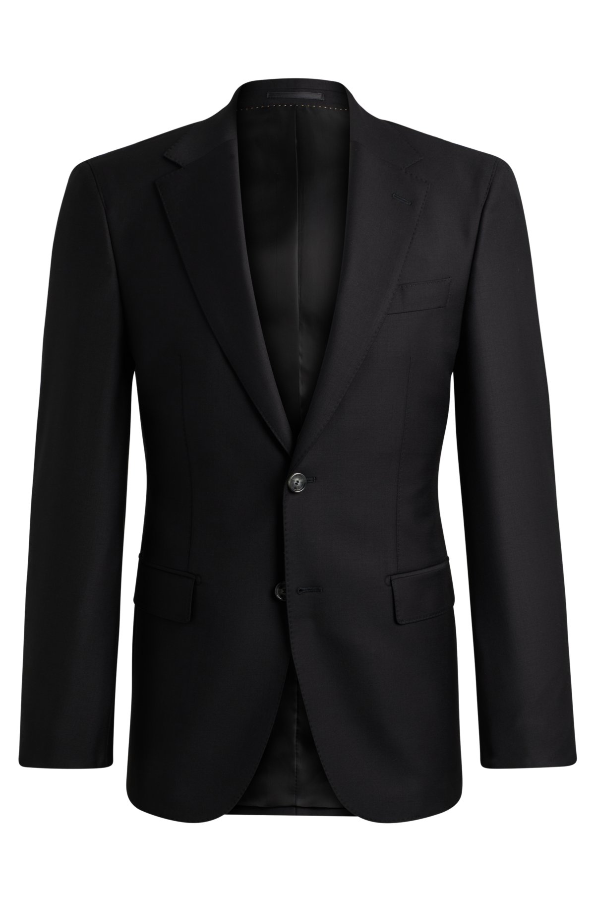 Regular-fit jacket in virgin wool with stretch, Black