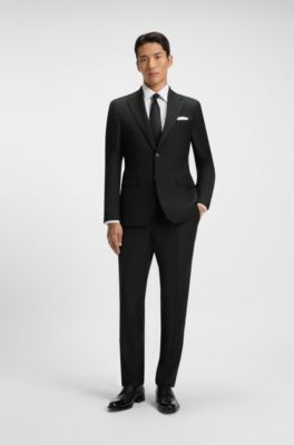 Regular-fit jacket in stretch wool, Black