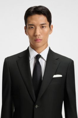 Regular-fit jacket in stretch wool, Black