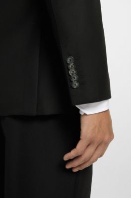 Regular-fit jacket in stretch wool, Black