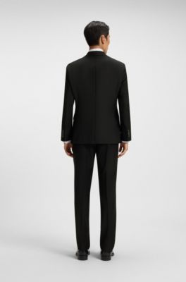 Regular-fit jacket in stretch wool, Black