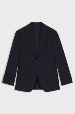 Regular-fit jacket in stretch wool, Dark Blue