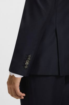 Regular-fit jacket in stretch wool, Dark Blue