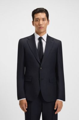 Regular-fit jacket in stretch wool, Dark Blue