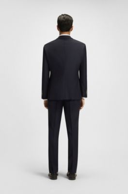 Regular-fit jacket in stretch wool, Dark Blue