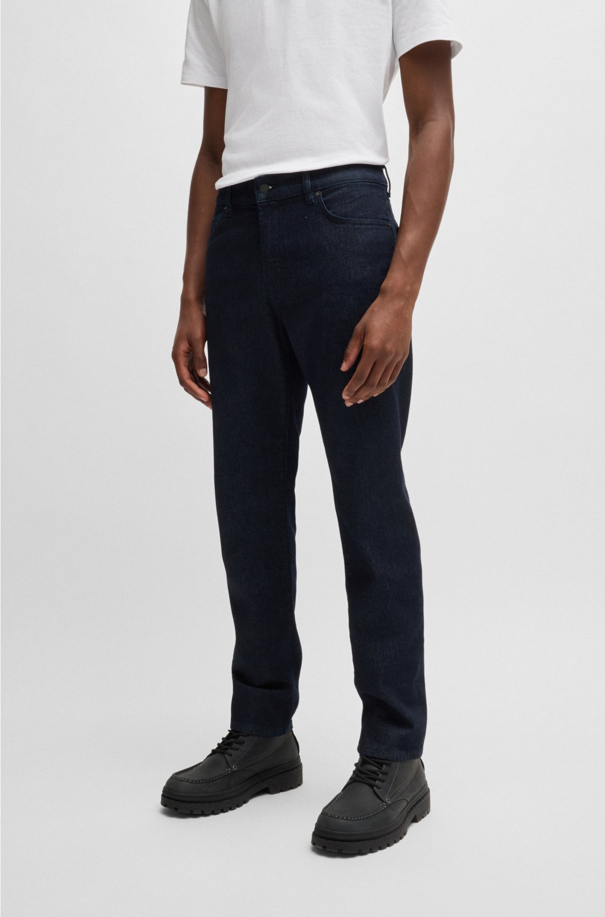 BOSS - Regular-fit jeans in deep indigo comfort-stretch denim