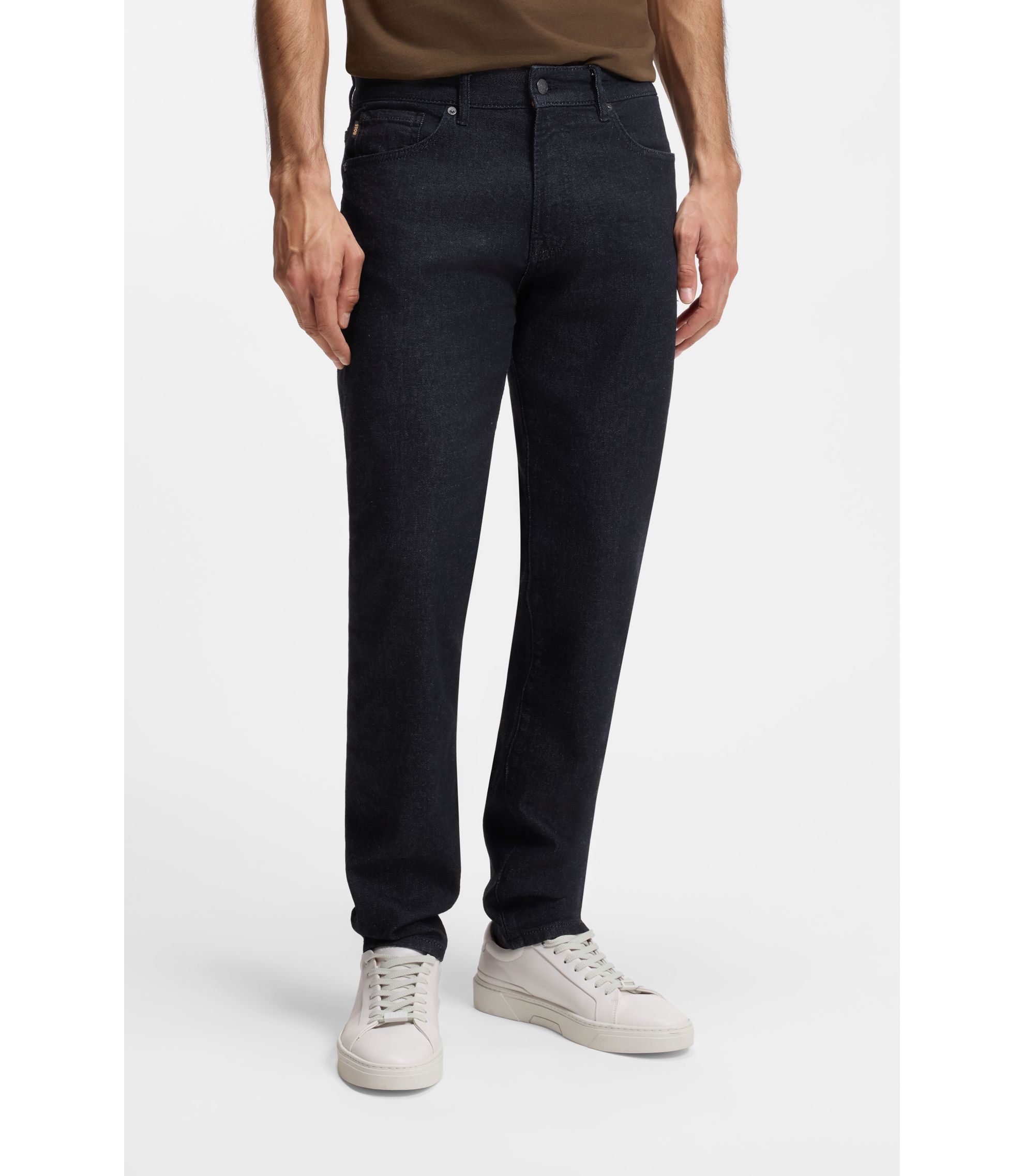 Maine Regular-Fit Jeans aus dunkelblauem Stretch-Denim