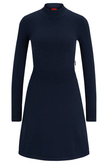 Long-sleeved knitted dress in comfort-stretch material, Hugo boss