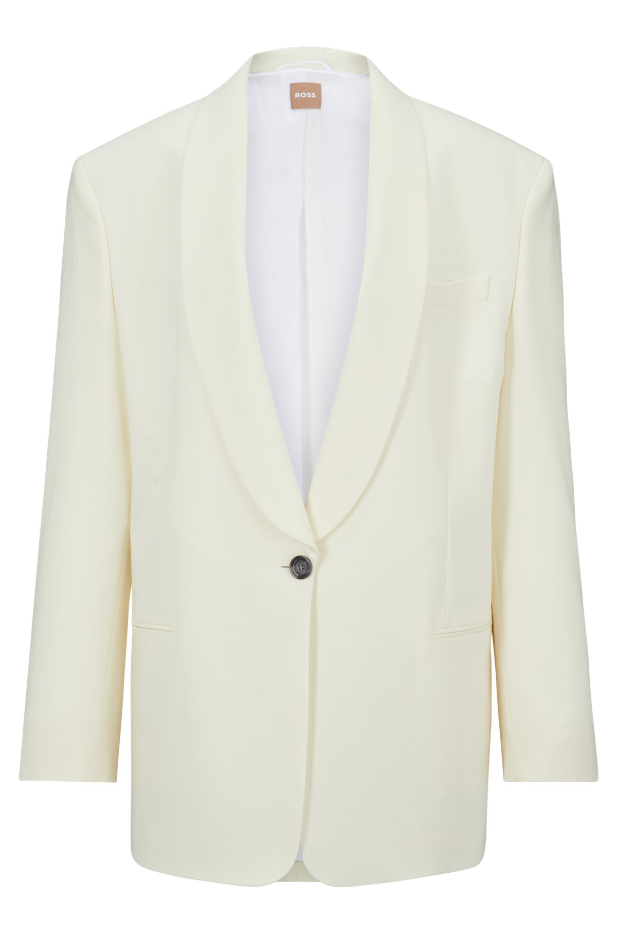 Relaxed-fit blazer in stretch virgin wool, White