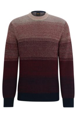 BOSS - Cotton-blend regular-fit sweater with degradé knit