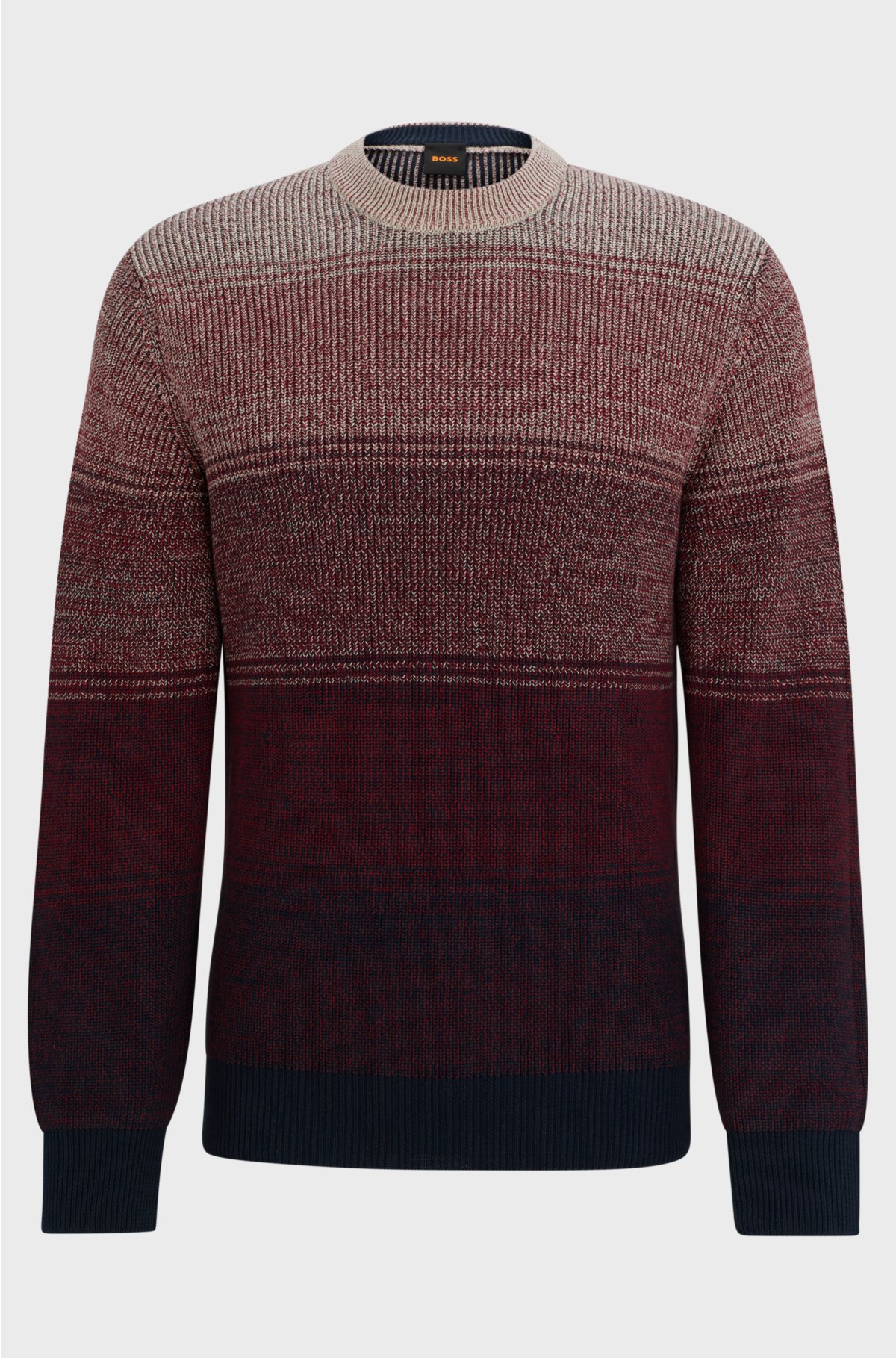 Cotton-blend regular-fit sweater with degradé knit, Red