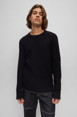 black cotton crew neck sweater