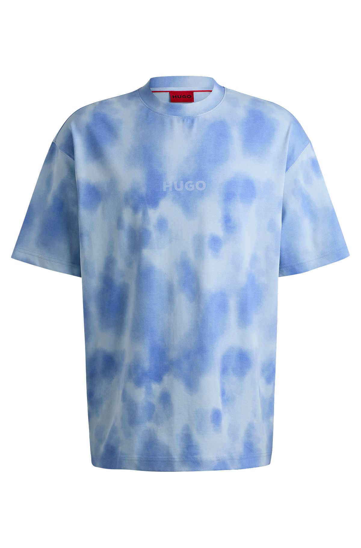 Cotton-jersey T-shirt with seasonal print, Light Blue