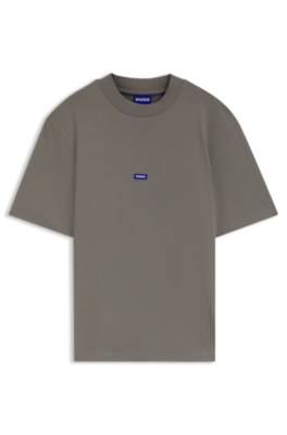 Hugo Ribbed-neck cotton T-shirt with logo badge herr – bild 4