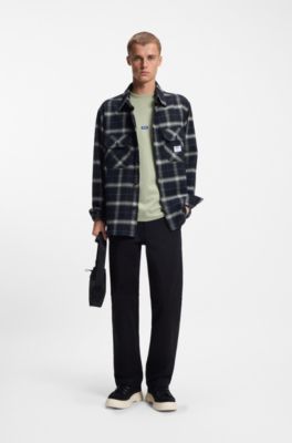 T-shirt i bomuldsjersey med bl&aring;t logom&aelig;rke, Lysegr&oslash;n