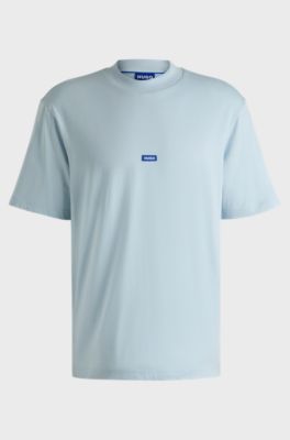 T-shirt en jersey de coton avec patch logot&eacute; bleu, bleu clair