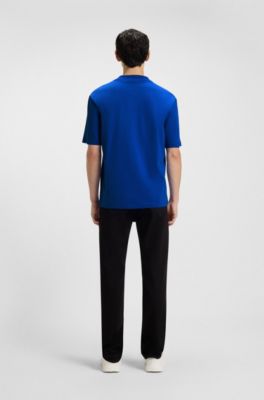 T-shirt in jersey di cotone con toppa con logo blu, Blu