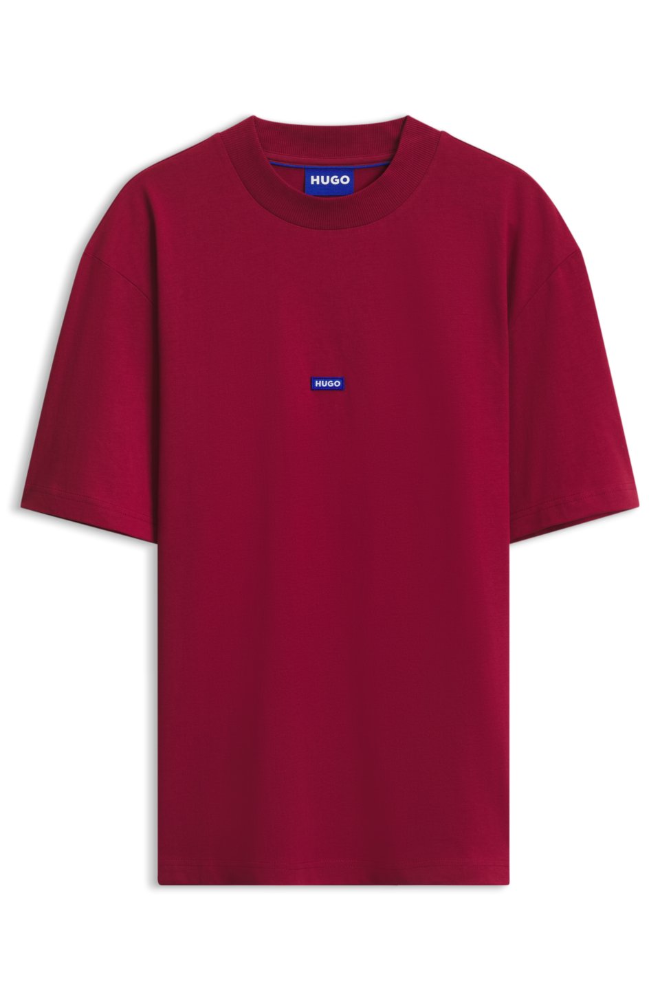 Ribbed-neck cotton T-shirt with logo badge