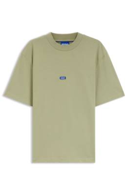Hugo Ribbed-neck cotton T-shirt with logo badge herr – bild 4