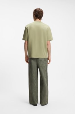 Hugo Ribbed-neck cotton T-shirt with logo badge herr – bild 3