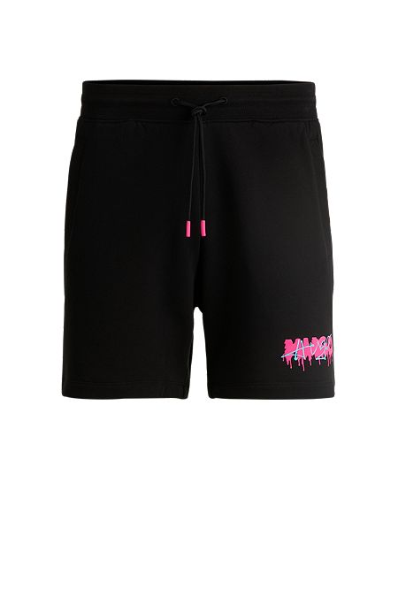Cotton-terry shorts with new-season logo, Black