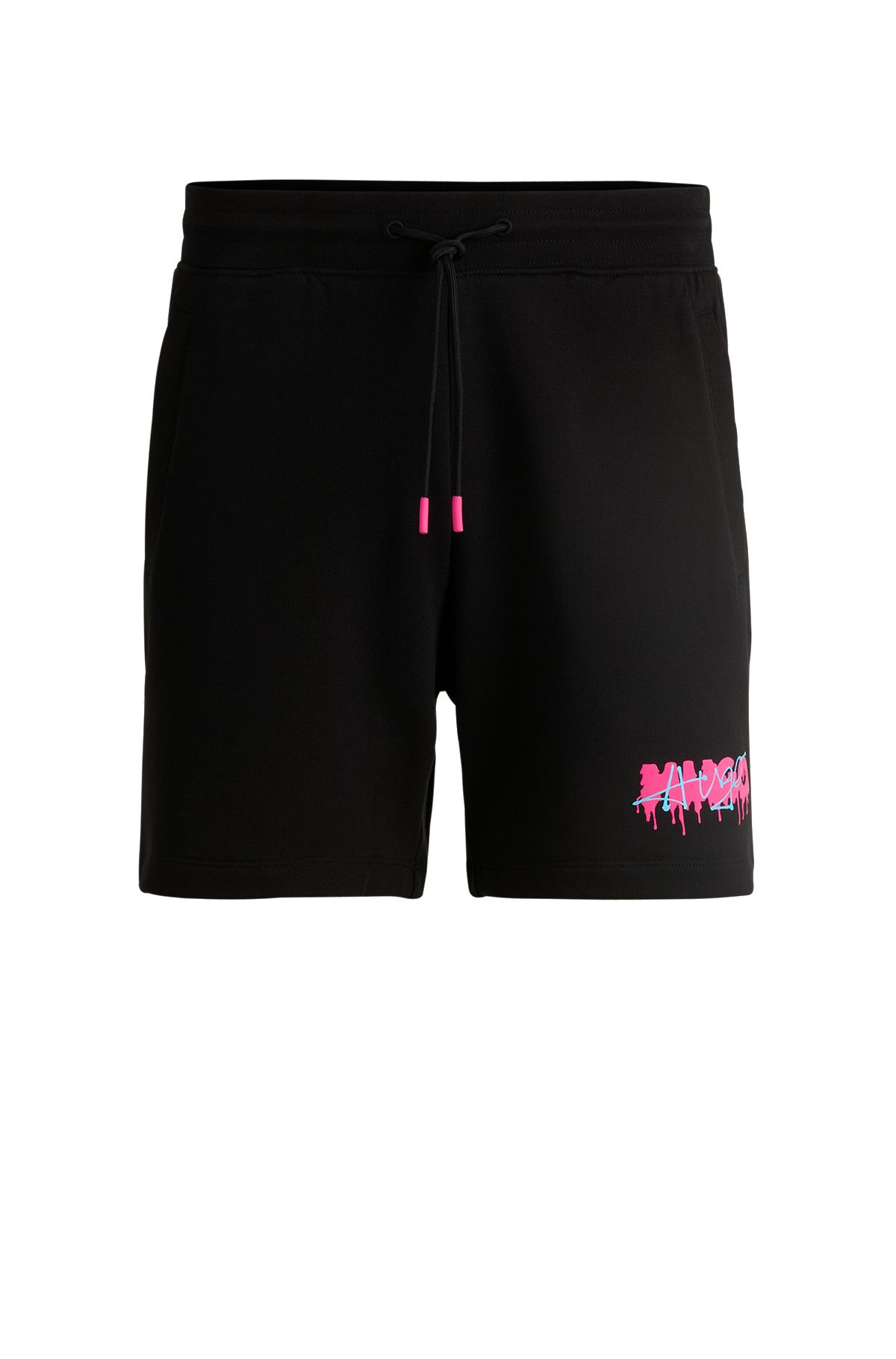 Cotton-terry shorts with new-season logo, Black