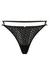 String briefs with monogram pattern and cut-out details, Black