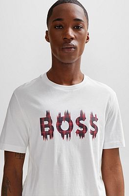 BOSS - Regular-Fit T-Shirt aus Baumwoll-Jersey mit Artwork der Saison