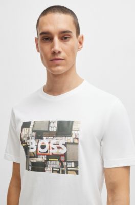 BOSS Cottonjersey regularfit Tshirt with seasonal artwork