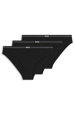 Three-pack of stretch-cotton briefs with logo waistbands