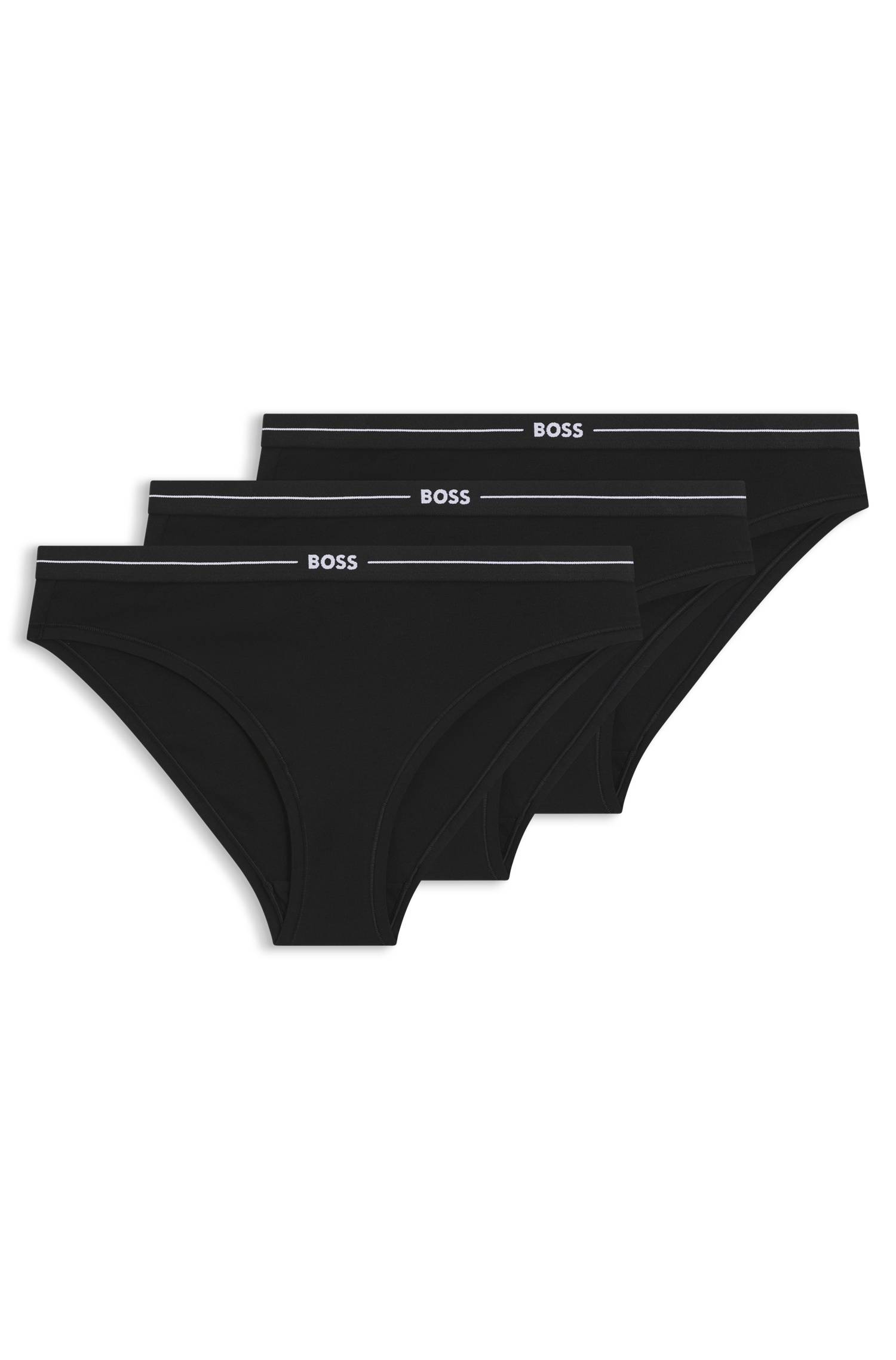 Boss Three-pack of stretch-cotton briefs with logo waistbands trosor dam – bild 4