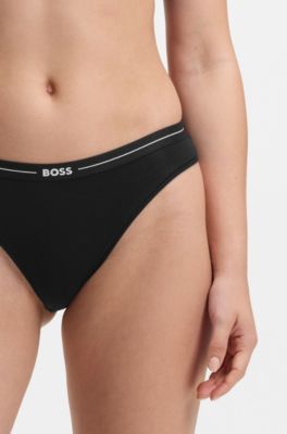 Three-pack of stretch-cotton briefs with logo waistbands, Black