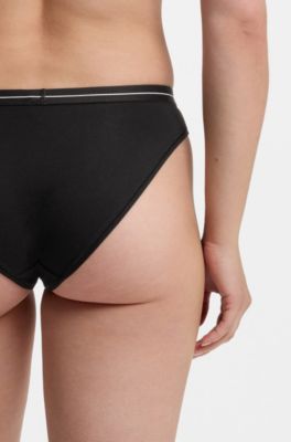 Three-pack of stretch-cotton briefs with logo waistbands, Black