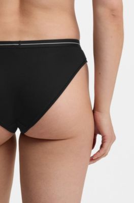 Three-pack of stretch-cotton briefs with logo waistbands, Black