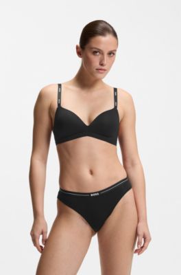 Set van drie slips met logotailleband van stretchkatoen, Zwart