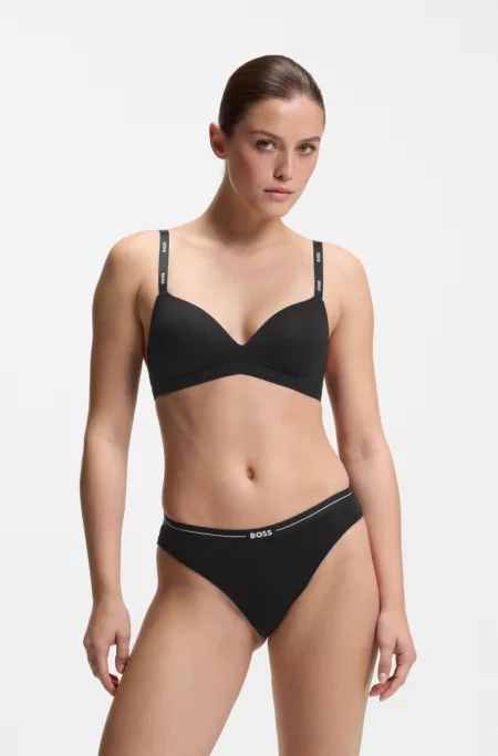 Lot de trois slips en coton stretch avec taille logotée