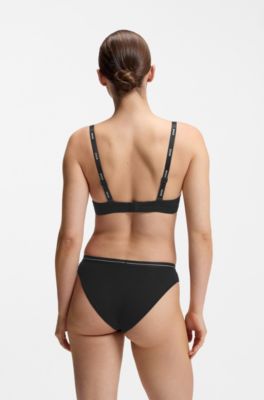 Set van drie slips met logotailleband van stretchkatoen, Zwart