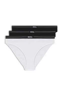 Three-pack of stretch-cotton briefs with logo waistbands