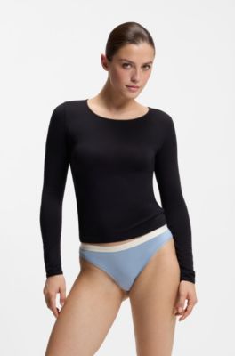 Three-pack of stretch-cotton briefs with logo waistbands, White / Black