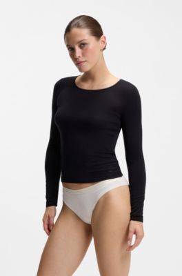 Three-pack of stretch-cotton briefs with logo waistbands, White / Black