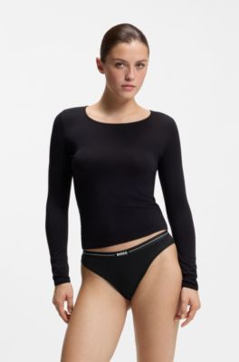 Dreierpack Slips aus Stretch-Baumwolle mit Logos am Bund, Wei&szlig; / Schwarz