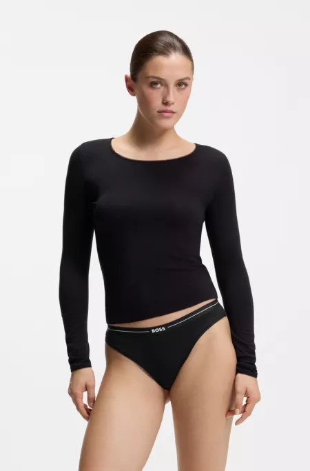 Lot de trois slips en coton stretch avec taille logotée