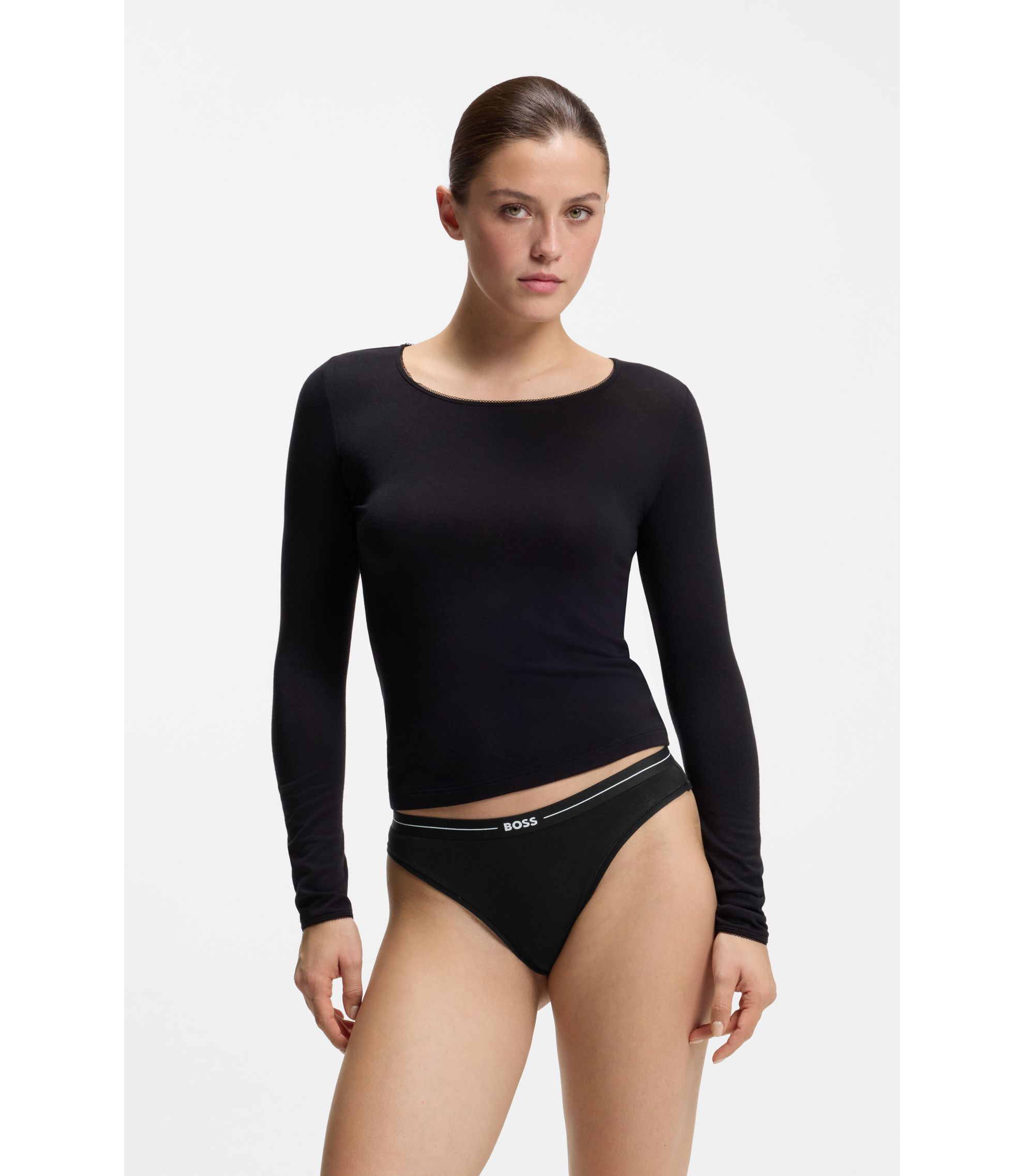 Dreierpack Slips aus Stretch-Baumwolle mit Logos am Bund