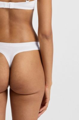 Three-pack of stretch-cotton briefs with logo waistbands, Light Beige
