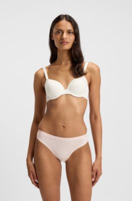 Slip in cotone elasticizzato con elastico in vita con logo in confezione da tre, Beige chiaro