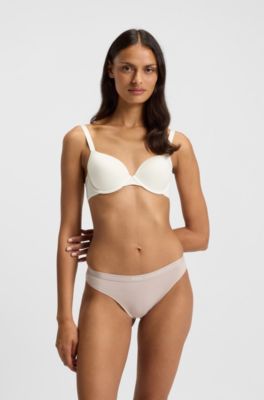 Slip in cotone elasticizzato con elastico in vita con logo in confezione da tre, Beige chiaro