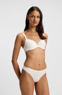 Slip in cotone elasticizzato con elastico in vita con logo in confezione da tre, Beige chiaro