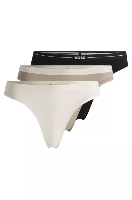 Three-pack of thongs in stretch cotton