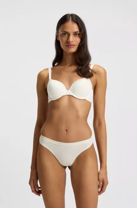 Lot de trois strings en coton stretch avec taille logotée