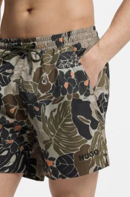 Short de bain &agrave; s&eacute;chage rapide avec imprim&eacute; int&eacute;gral, Vert
